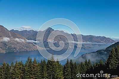 Queenstown downtown with the remarkable range, South island, New Zealand Stock Photo