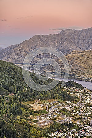 Queenstown at dusk Stock Photo