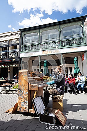 Piano Busker Man in New Zealand Editorial Stock Photo