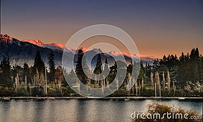 Queenstown - Sunset on Remarkables Stock Photo