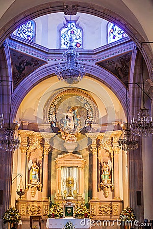 QUERETARO, MEXICO: OCTOBER 3, 2016: Interior of the Church and Convent of Santa Cruz in Queretaro, Mexi Editorial Stock Photo
