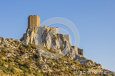 Queribus Castle, Cucugnan, France Stock Photo