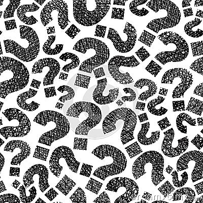 Queries marks seamless pattern, vector, hand drawn lines texture Vector Illustration