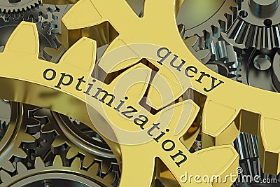 Query optimization concept on the gearwheels, 3D rendering Stock Photo