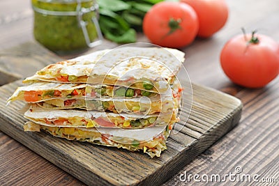 Quesadilla with chicken Stock Photo