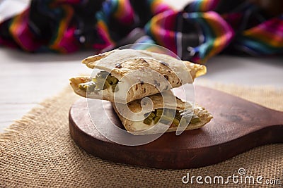 Quesadilla de Queso con Nopales Stock Photo