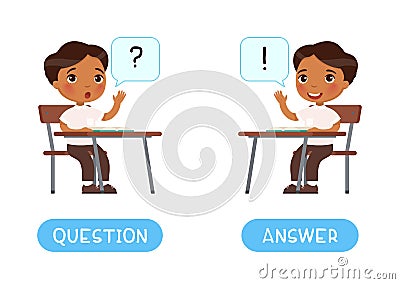 QUESTION and ANSWER antonyms word card vector template. Vector Illustration