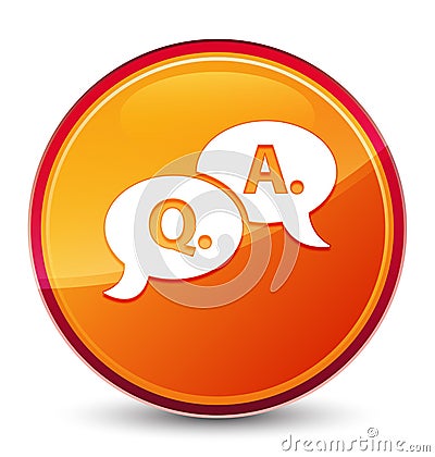 Question answer bubble icon special glassy orange round button Vector Illustration