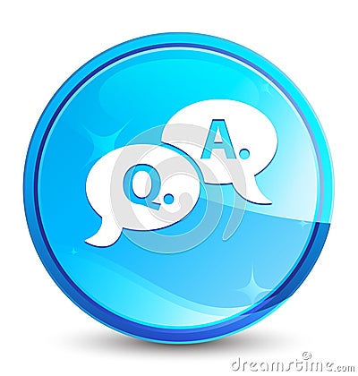 Question answer bubble icon splash natural blue round button Vector Illustration