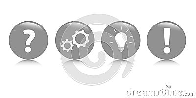 Question and answer business buttons grey Vector Illustration