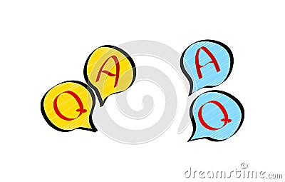 Question & Answer flat bubble icons in doodle style Vector Illustration