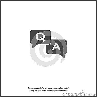 Question answer icon. Flat image speech bubbles question and answer on white isolated background Vector Illustration