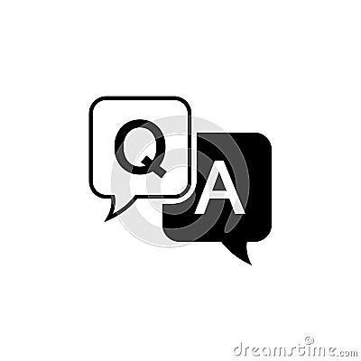 Question and answer icon in flat style. Discussion speech bubble vector illustration on white background. Question Vector Illustration