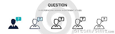 Question icon in filled, thin line, outline and stroke style. Vector illustration of two colored and black question vector icons Vector Illustration