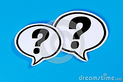 Question mark as a symbol for asking questions ask help problem information support speech bubble communication concept talking Stock Photo
