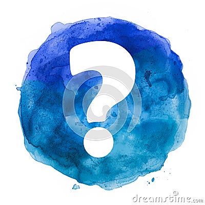 Question mark in watercolor blot Stock Photo