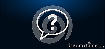 Question mark bubble icon crystal blue banner background Stock Photo