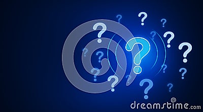 Question mark concept on blue background Stock Photo