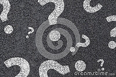 Question mark concept or FAQ. Street asphalt sign Stock Photo