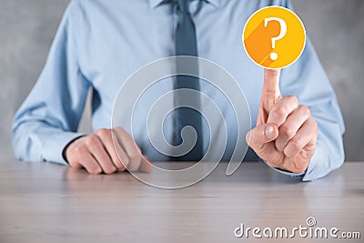 Question mark. 3d abstract on dark background flat icons with long shadows.. Ask symbol. Help support, faq problem symbol, think Cartoon Illustration