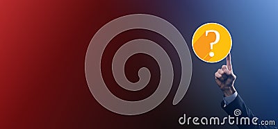 Question mark. 3d abstract on dark background flat icons with long shadows.. Ask symbol. Help support, faq problem symbol, think Cartoon Illustration
