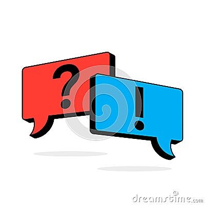 Question mark and exclamation mark icon. online communication and learning concept Cartoon Illustration