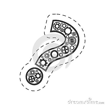 question mark with gears image Cartoon Illustration