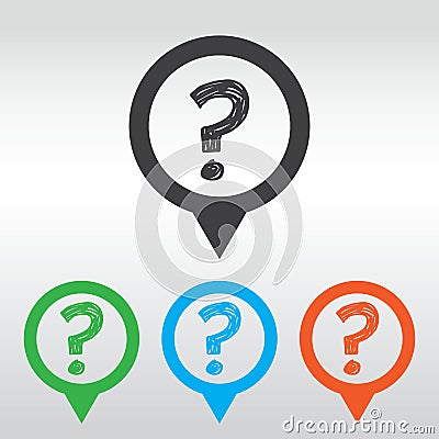 question mark icon ask sign, icon map pin Editorial Stock Photo