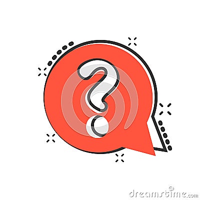 Question mark icon in comic style. Discussion speech bubble vector cartoon illustration pictogram. Question business concept Vector Illustration