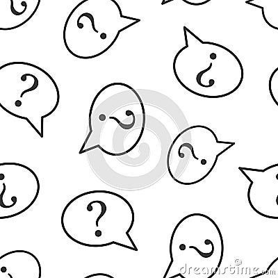 Question mark icon in flat style. Discussion speech bubble vector illustration on white isolated background. Faq business seamless Vector Illustration