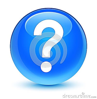 Question mark icon glassy cyan blue round button Cartoon Illustration