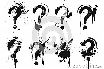 Question mark icon, quiz symbol, interrogation sign, simple rebus silhouette, questions emblem, faq set Cartoon Illustration