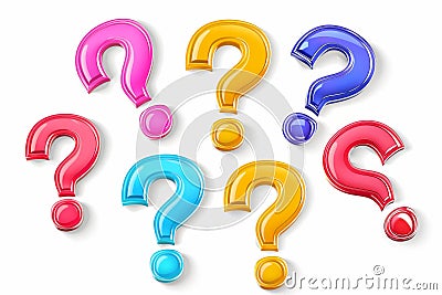 Question mark icon, quiz symbol, interrogation sign, simple rebus silhouette, questions emblem, faq set Cartoon Illustration