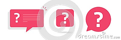 Question mark icon red vector graphic simple image, ask inquiry query pictogram bubble speech message notice notification clipart Vector Illustration
