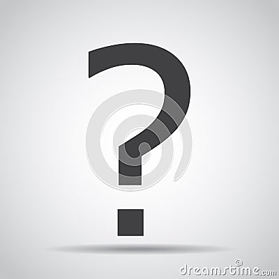 Question mark icon with shadow on a gray background. Vector illustration Cartoon Illustration