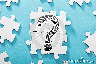 Question Mark Icon On White Puzzle Stock Photo