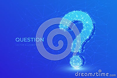 Question mark. Low poly abstract Question sign. Ask symbol. Help support, faq problem symbol, think education concept, confusion Cartoon Illustration