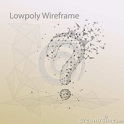 Question mark low poly wire frame. Vector Illustration