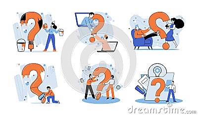 Question mark, obtaining information of interest. FAQ help. Problem and solution concept metaphor. Choice or answer Vector Illustration
