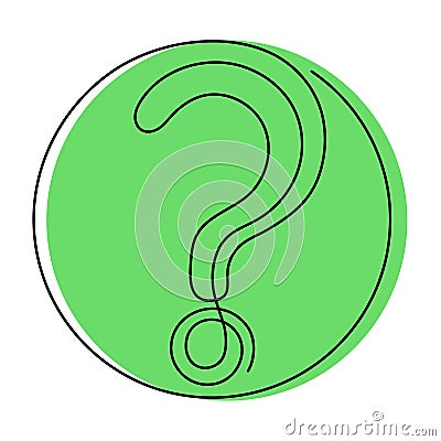 Question mark one line art, hand drawn asking sign, idea continuous contour. Query FAQ concept, finding answer. Editable stroke. Vector Illustration