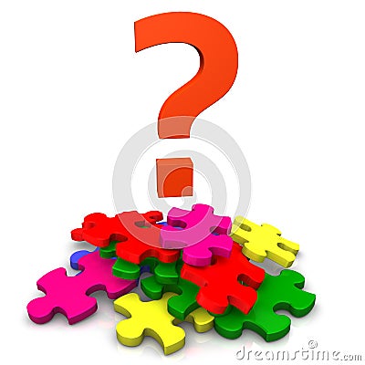 Question mark over jigsaw Stock Photo