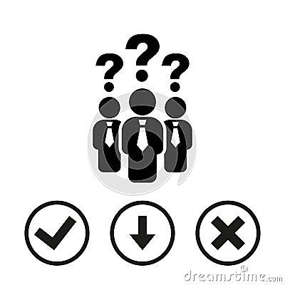 Question mark over people icon stock vector illustration Vector Illustration