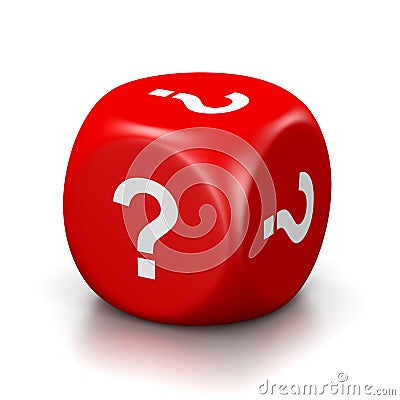 Question Mark Red Dice Stock Photo