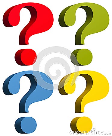 Question mark in red green yellow and blue colors Stock Photo