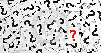 Question Mark On Scattered Papers Stock Photo