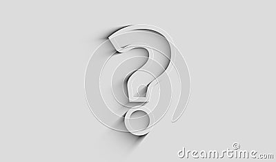 Question mark search and quest symbol 3d with shadow Cartoon Illustration