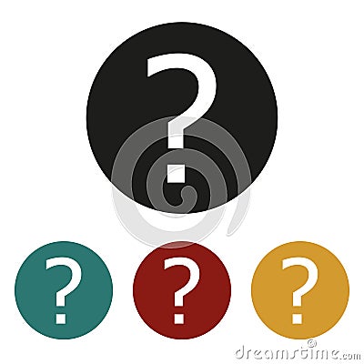 Question mark sign icon. Help speech bubble symbol. FAQ sign. Round colourful 4 buttons. Vector Cartoon Illustration