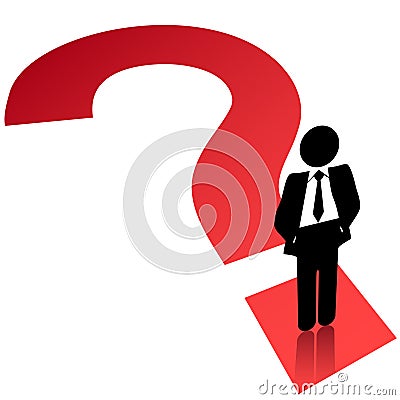 Question mark symbol business man search find Vector Illustration