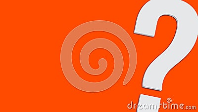 Question mark symbol in minimalist white grey color 3D isolated on simple minimal bright orange clean background Stock Photo