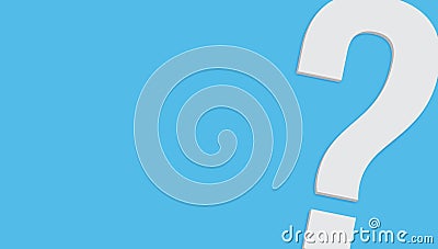 Question mark symbol in minimalist white grey color 3D rendered isolated on pastel blue background Stock Photo